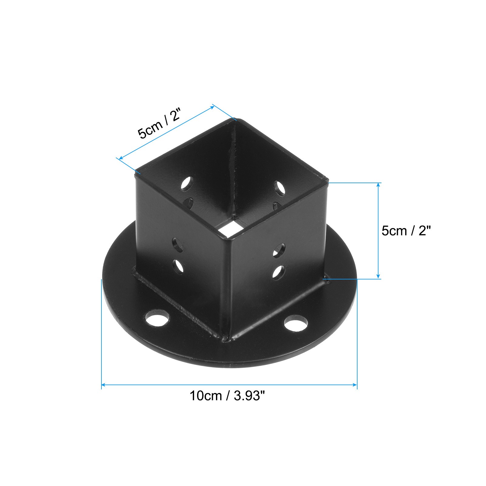 2pcs Square Floor Flange 2" X2" Post Base Brackets Kit Wall Mount Black gallery