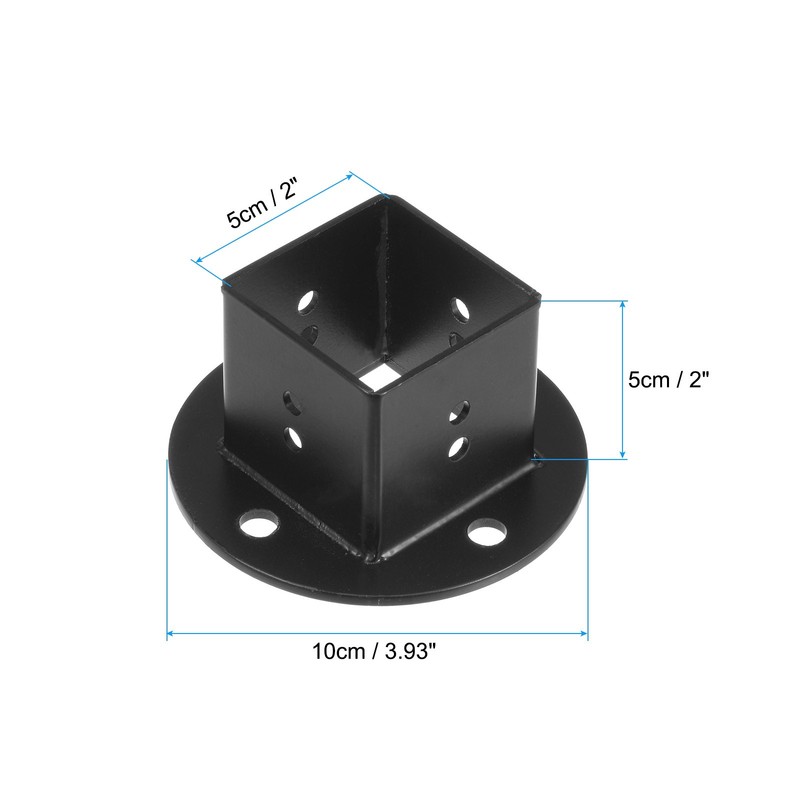 2pcs Square Floor Flange 2" X2" Post Base Brackets Kit Wall Mount Black gallery