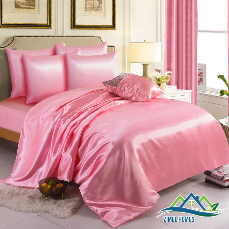 6PCS SATIN SILK ✔ COMPLETE BEDDING SET ✔ DUVET COVER FITTED SHEET 4 PILLOW CASES gallery