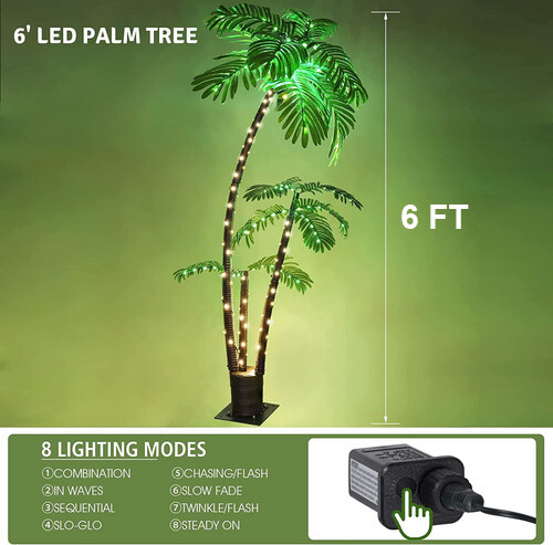Artificial Lighted Palm Tree LED Lights Decoration 6ft for Home Patio Party Xmas gallery