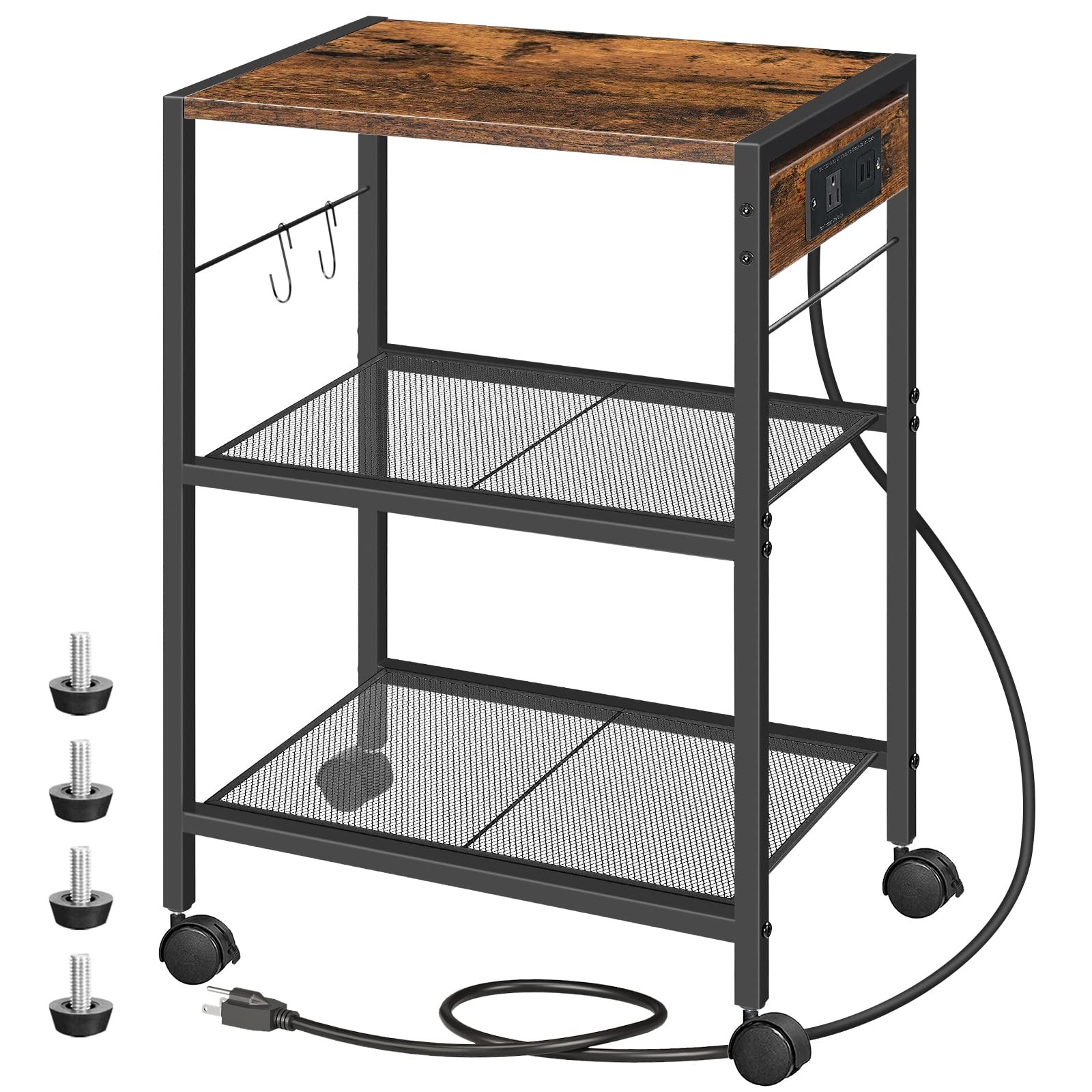 Industrial Printer Stand, 3-Tier Mobile Printer Table, Rolling Cart with Powe... gallery