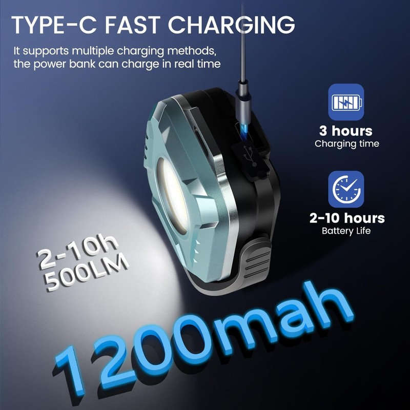 Rechargeable Work Light Mini, 500 Lumens 1200 mAh Magnetic Led Portable Lamp,... gallery