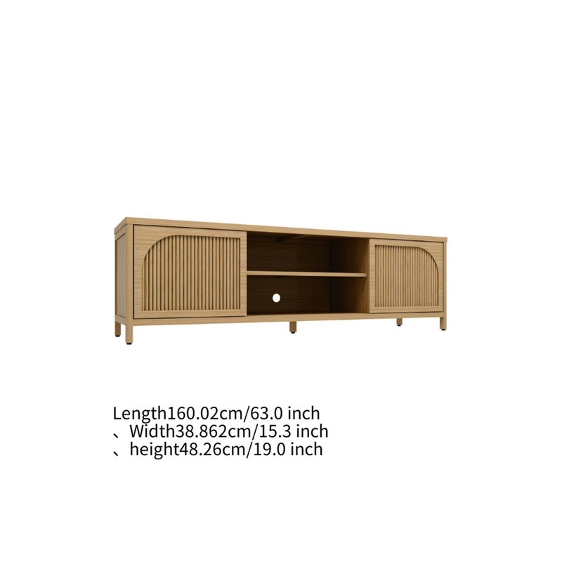 Multi-Purpose Bamboo TV Console with Doors & Shelving - Ideal for Organized gallery