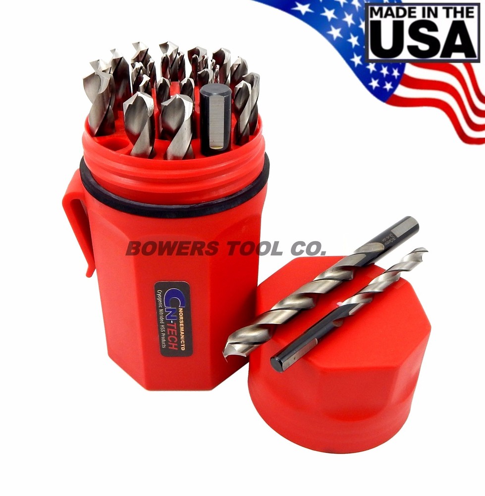 Norseman 29pc CN-TECH Drill Bit Set NITRIDE-CRYO M7 1/16-1/2 Hi-Moly USA CT-29P