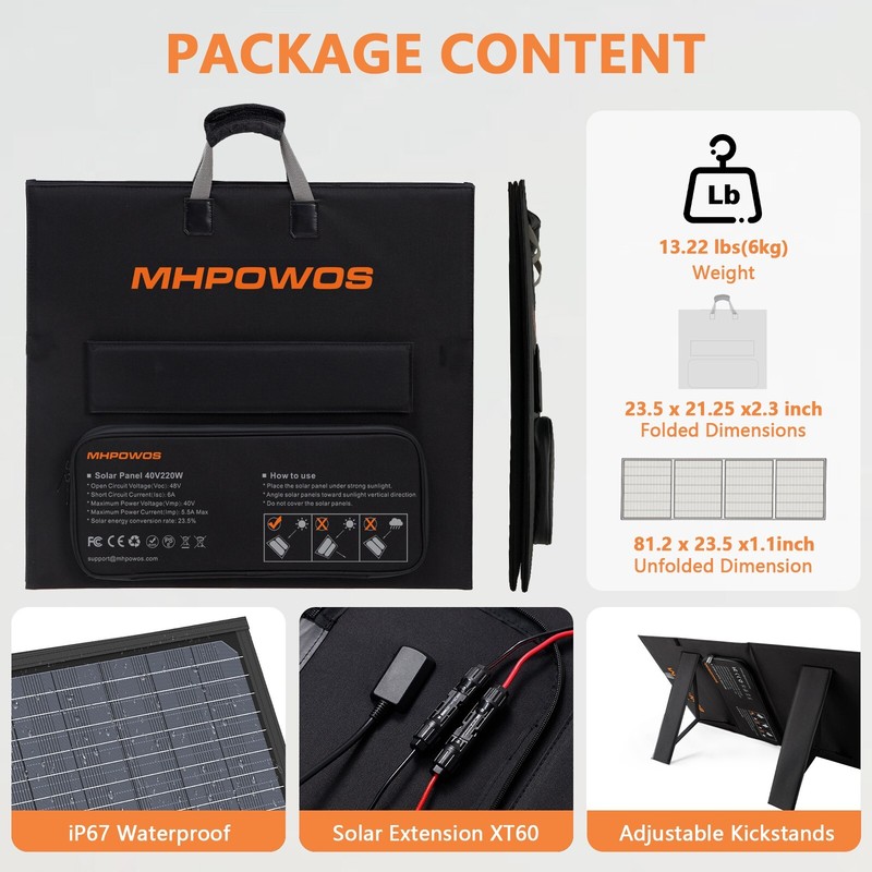 220w Solar Panel Foldable IP67 Waterproof for EcoFlow Powerstations Refurbished gallery