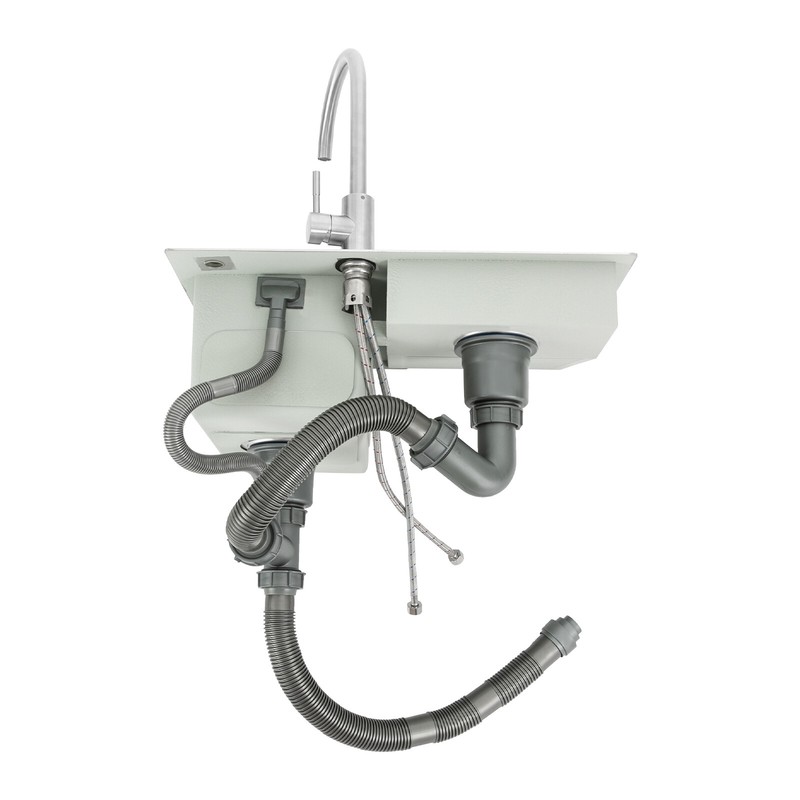 Laundry Sink Double Basin With Hot/Cold Faucet 304 Stainless Steel Scrub Basin gallery