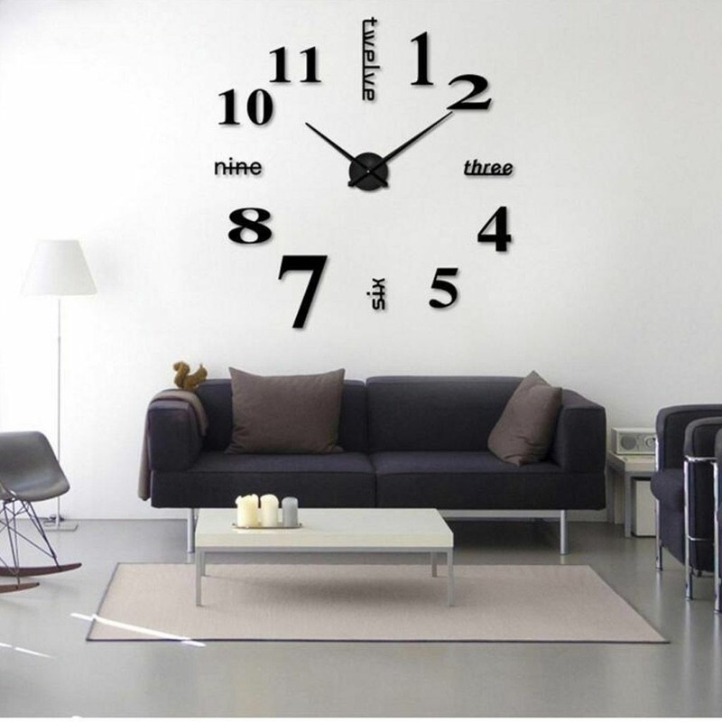 3D Mirror Surface Large Wall Clock Modern DIY Sticker Office Home Shop Art Decor gallery