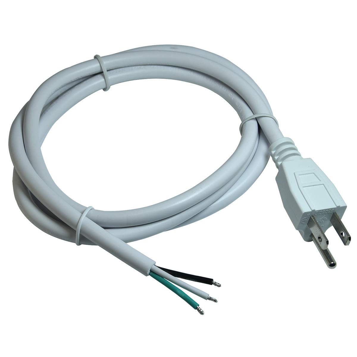 16/3 AWG 3 Prong AC Replacement Power Cord, Open End 10A 5FT UL-Listed White ... gallery
