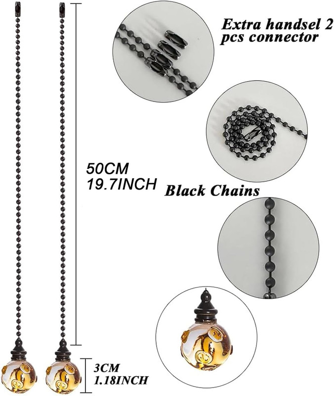 Crystal Ceiling Fan Pull Chains Hanging Amber Point Pendants Prism Pack of 2 gallery