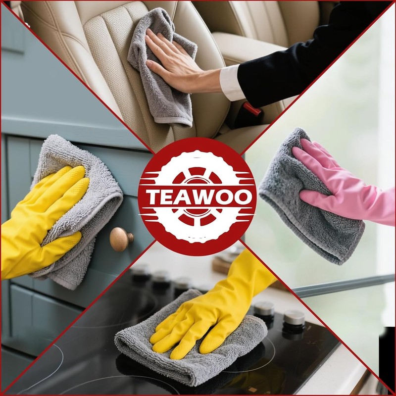 Microfiber Cleaning Cloths Bulk-15 Pack, Gray Microfiber Towels for Cars, Ultra gallery