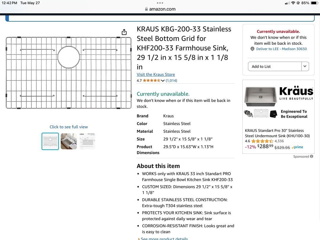 Kraus KBG-101-23 Stainless Steel Bottom Sink Grid for KHU101-23 gallery