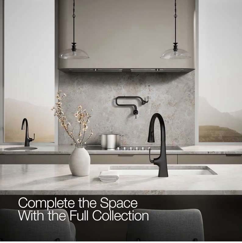 Kohler Graze Pull-Down High Arc Single-Hole Kitchen Faucet Matte Black 22062-BL gallery