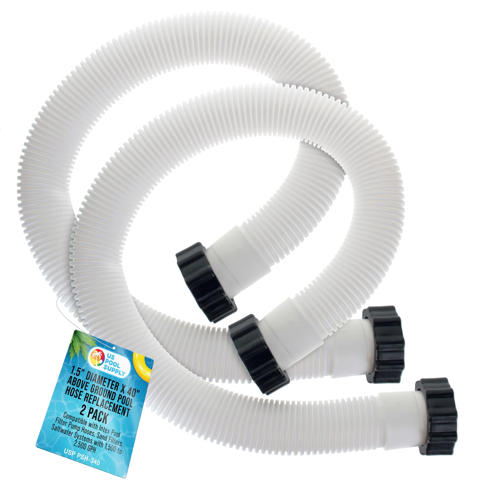 U.S. Pool Supply Above Ground Pool Hose Replacement 1.5" Diameter x 40", 2 Pack gallery