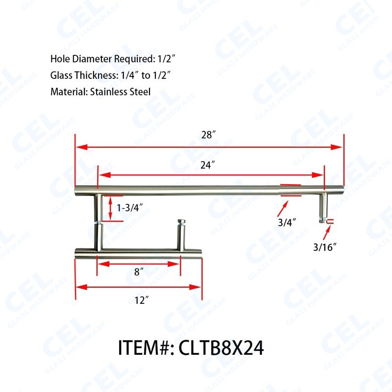 CEL Ladder Style 8" Pull Handle with 24" Towel Bar Comb Set for Shower Door gallery
