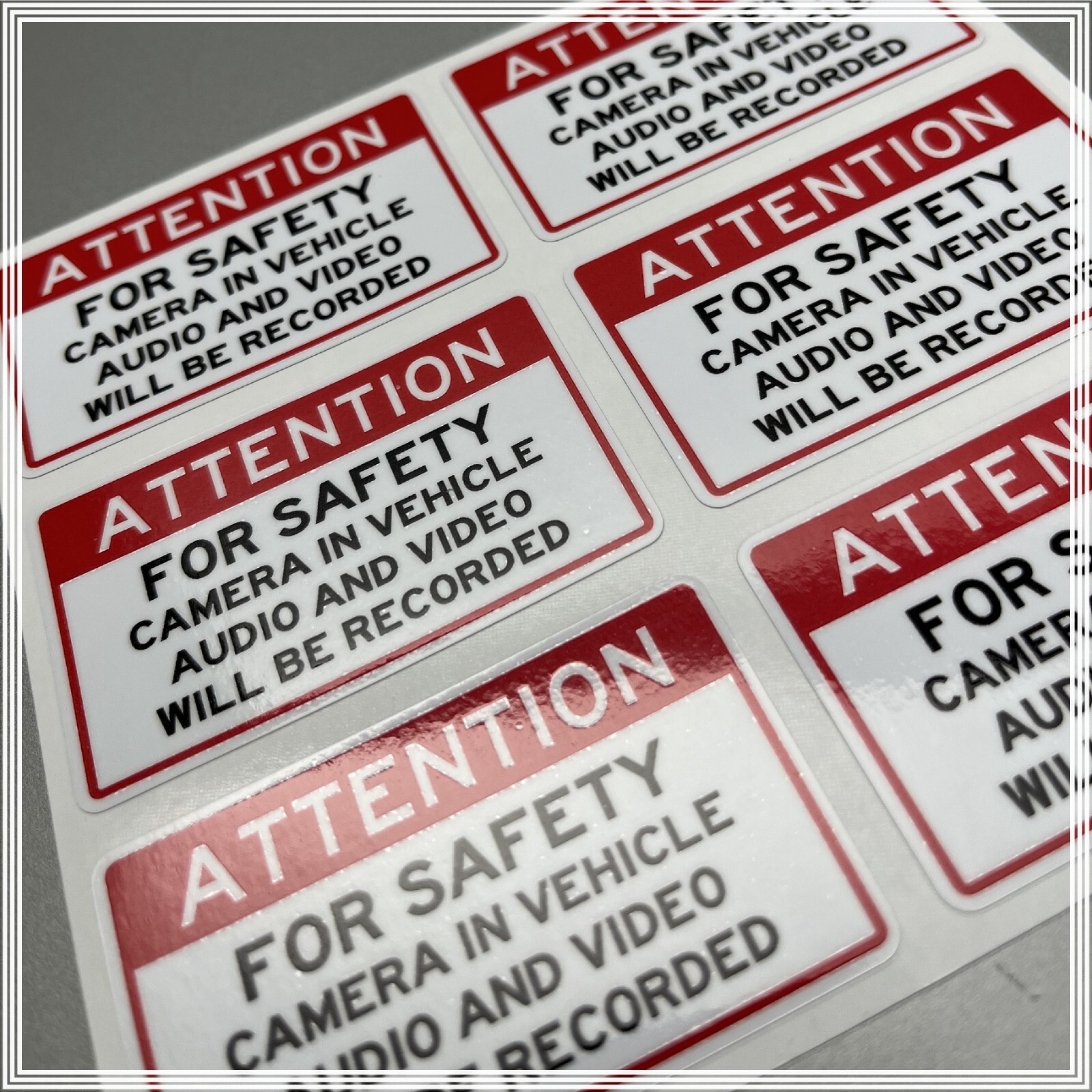 Camera in Car Recording Video 6-Pack Decals Red & Black 2.5" x 1.5" for Uber gallery