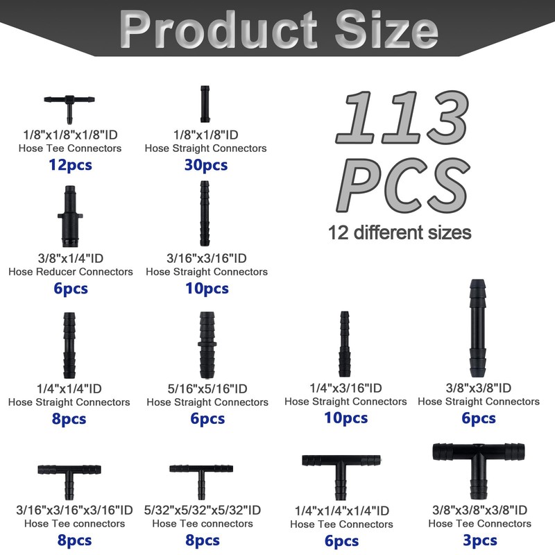 Multipurpose Vacuum Line Kit, 5Ft 6PCS 5 feet x 1/8 inch to 3/8 inch, 119PCS gallery