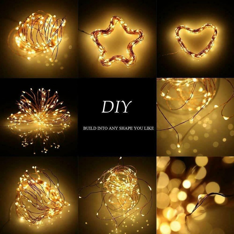 2 Pack 33 Ft 100 LEDs Copper Wire String Fairy Lights Solar Powered Mini LED gallery