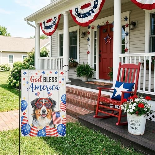 Funny Australian Shepherd Flag Memorial Day Independence Day House Flag for gallery