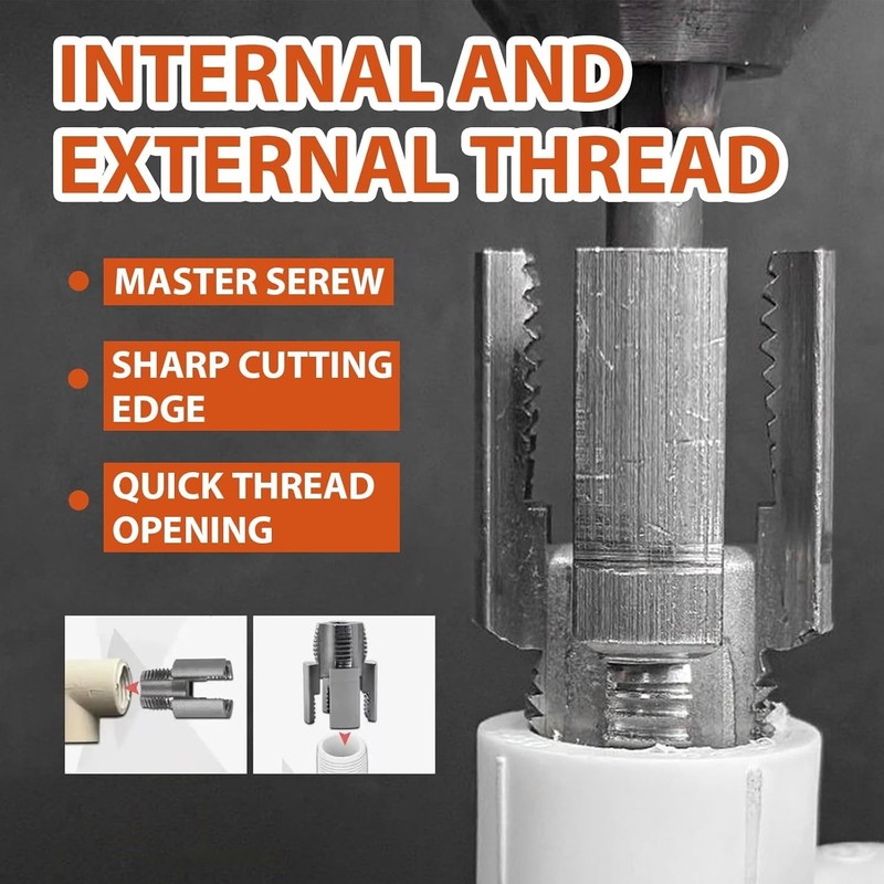 2Pcs 1/2'' 3/4'' Water Pipe Threading Tool Integrated Internal & External Pipe gallery