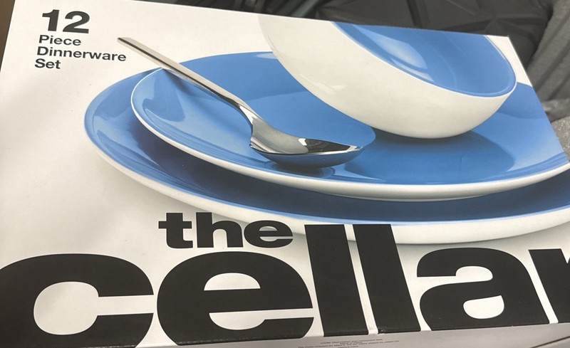 Dinnerware Set 12 Piece - Blue/White The Celler New In Box. gallery