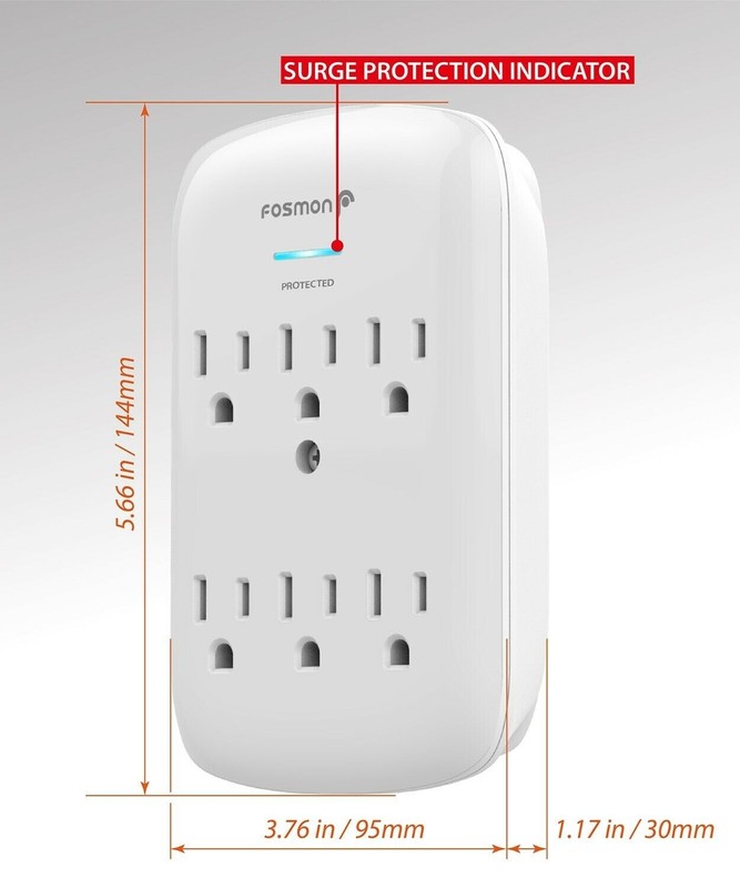 6 Outlet Extender Surge Protector Multi Plug Wall Adapter Tap 1200J [ETL Listed] gallery