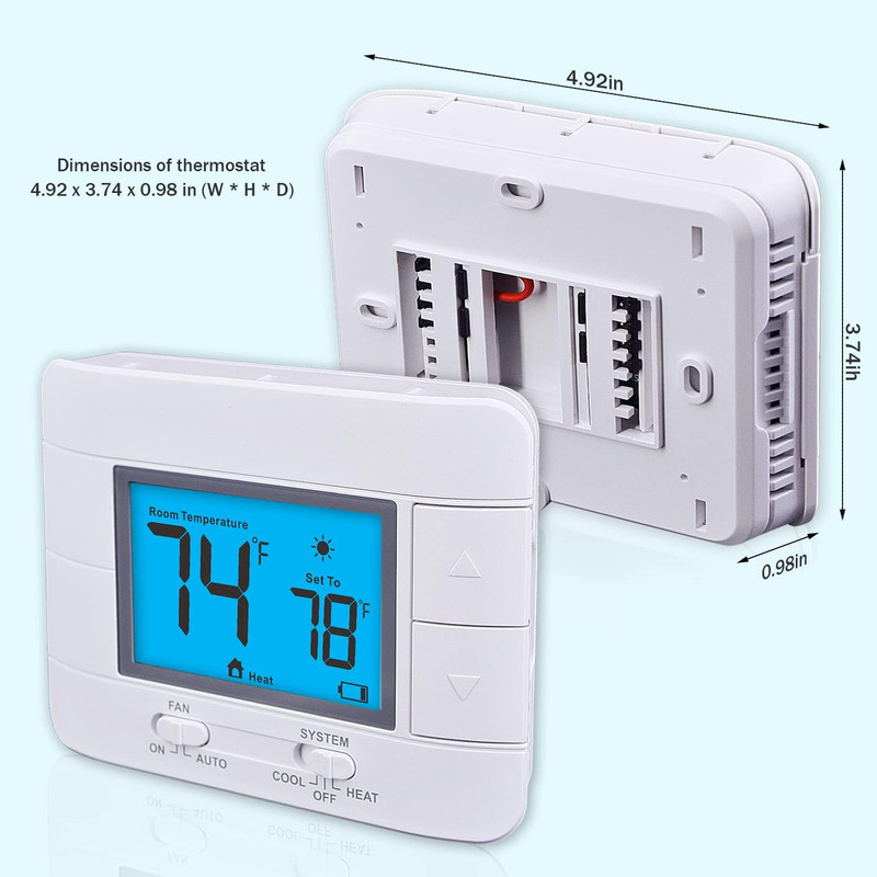 Non-Programmable Thermostats for House, Single-Stage 1 Heat/ 1 Cool, Simple Ther gallery