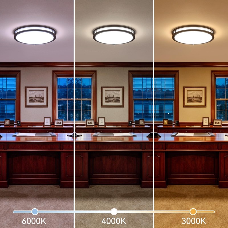 13" LED Ceiling Light Fixture with Remote, Dimmable, 24W, Adjustable 3000K-6000K gallery