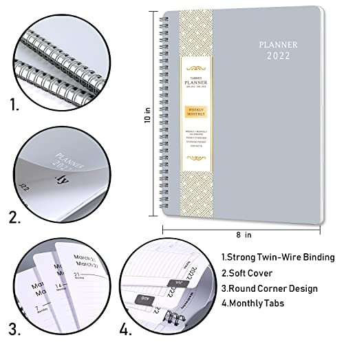 2022 Planner - Weekly & Monthly Planner 2022, Jan 2022- Dec 2022, 8" x Gray gallery
