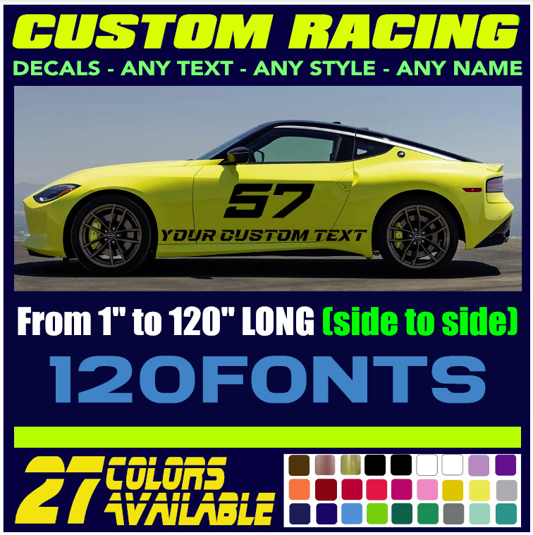 Custom RACING Decal Sticker Vinyl For Car, Motorcycle, Truck, Bike, ANY TEXT (9 gallery
