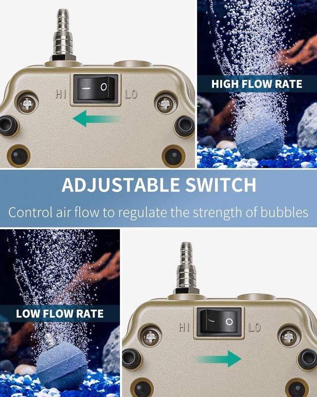 Pawfly 254 GPH Aquarium Air Pump Basic Standard (Up to 300 Gallon), Gold gallery