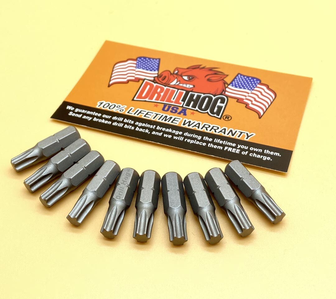 Drill Hog® T-8 Torx Bit T-8 Star Bit T-8 Insert Bit T8 Lifetime Warranty 10 Pack gallery