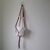 Macrame Plant Hanger, Beige, Maroon, 26", Metal, Cotton, Wood Beads, Handmade gallery