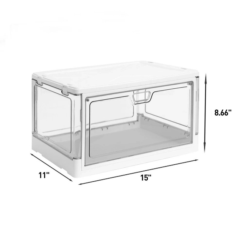 3-Pack Clear Stackable Storage Bins with Lids Magnetic Doors Open F... gallery