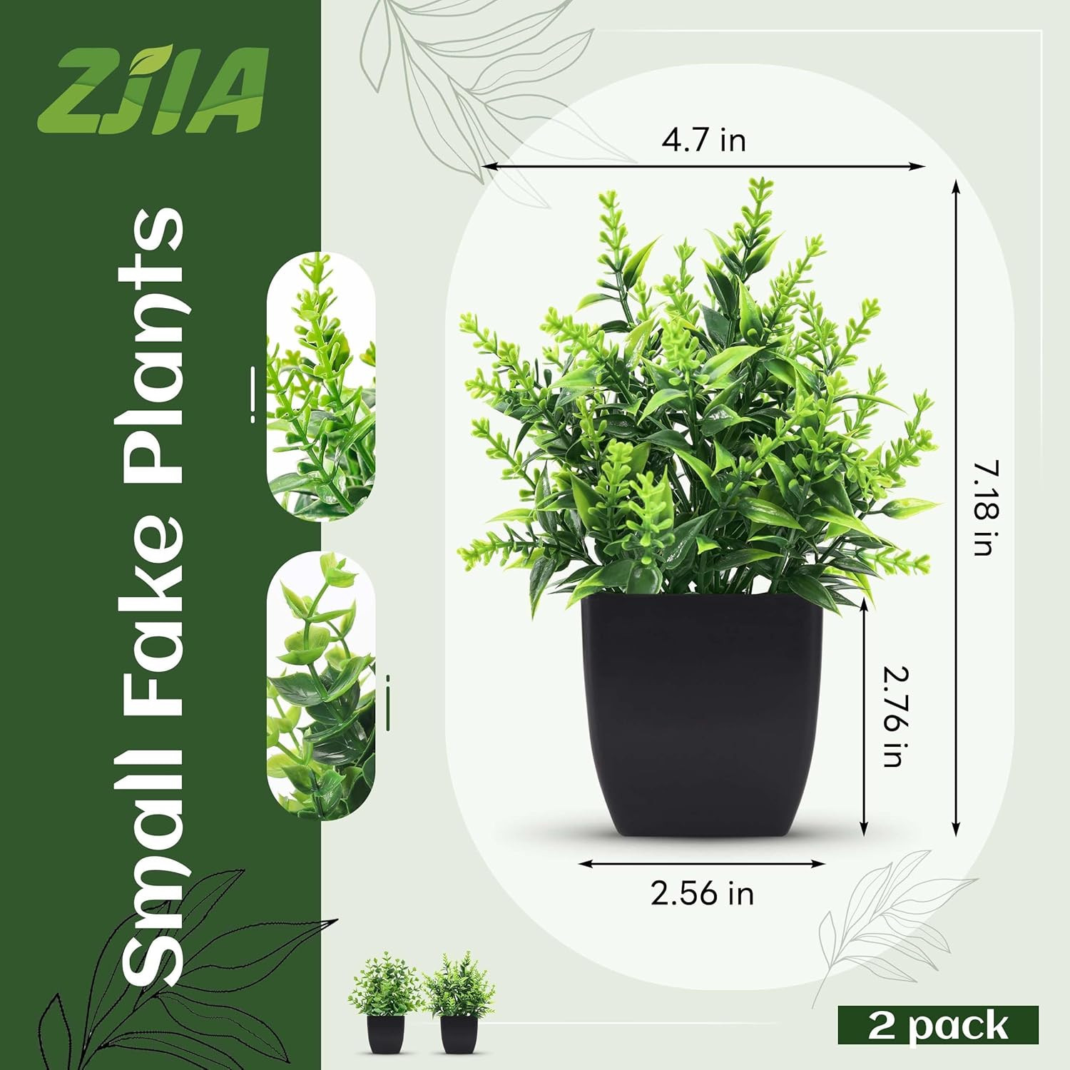 2 Pack Small Fake Plants Black Bathroom Accessories for Home Bedroom Bathroom Ki gallery