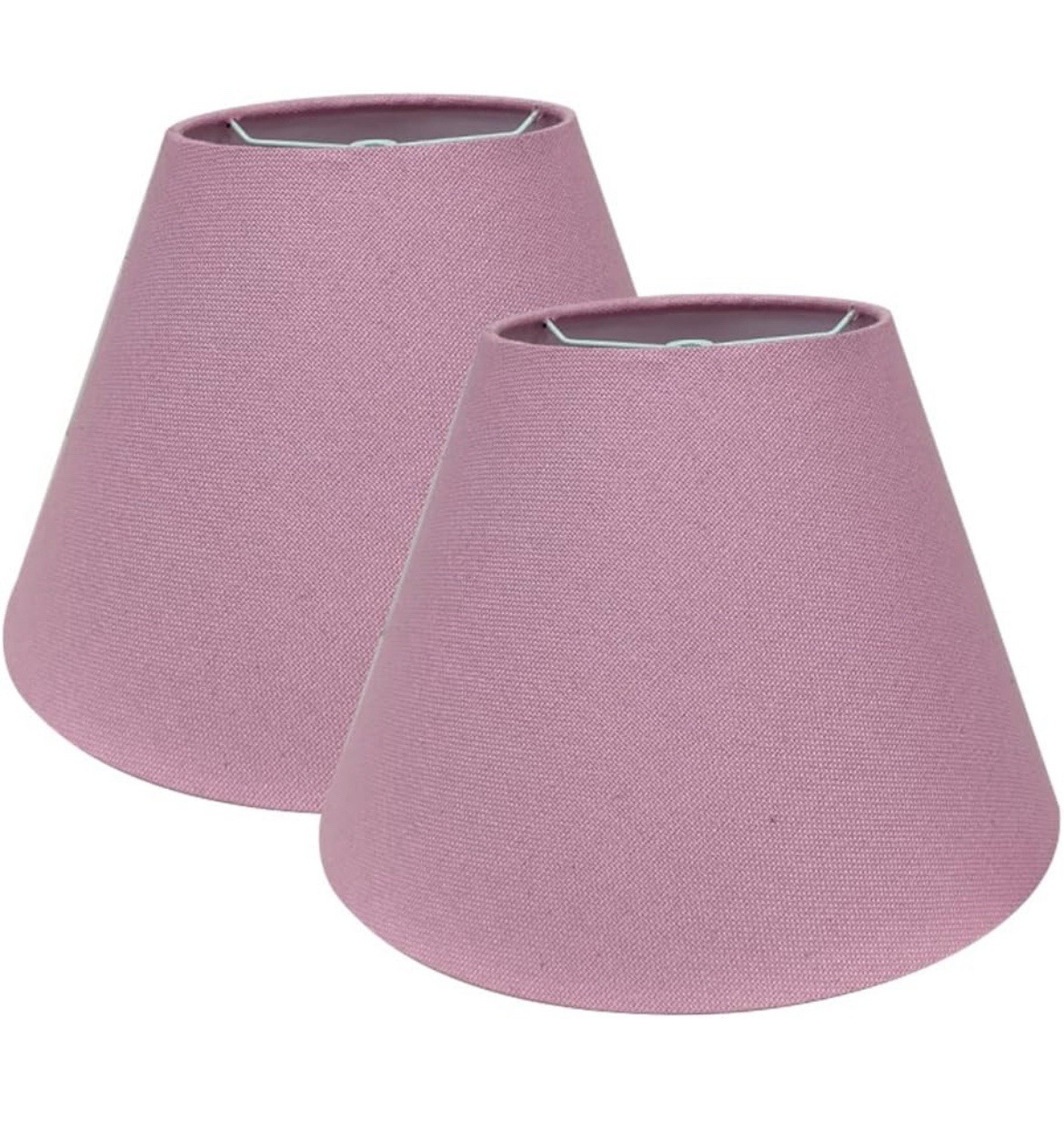 Lamp Shade Double Pink Natural Linen Cone Barrel Hand Craft Medium 7x14x9" gallery