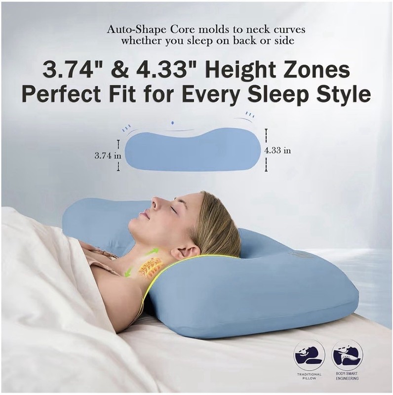 HighBeds Cervical Neck Pillow BASF Memory Foam Ergonomic Side Sleeper Grey gallery