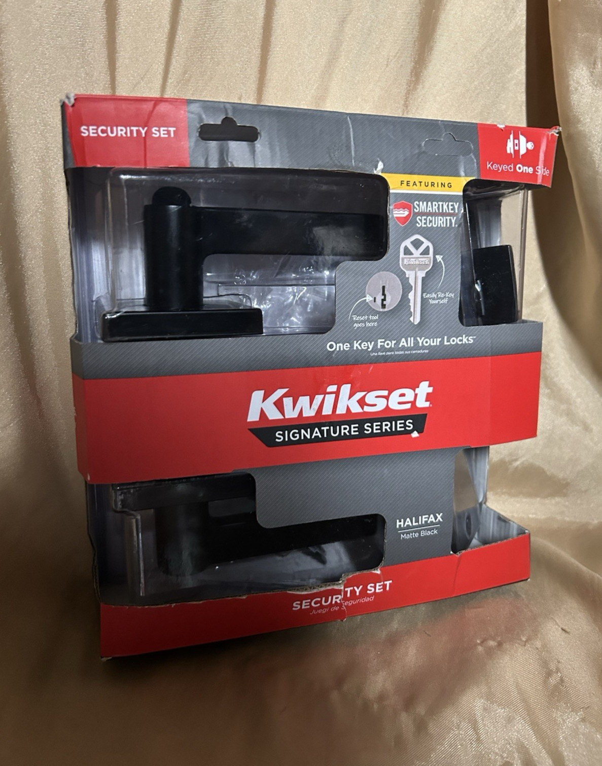 Kwikset HALIFAX 991 Entry Lever & Single Cyl Deadbolt BLACK Combo Pack 99910-068 gallery