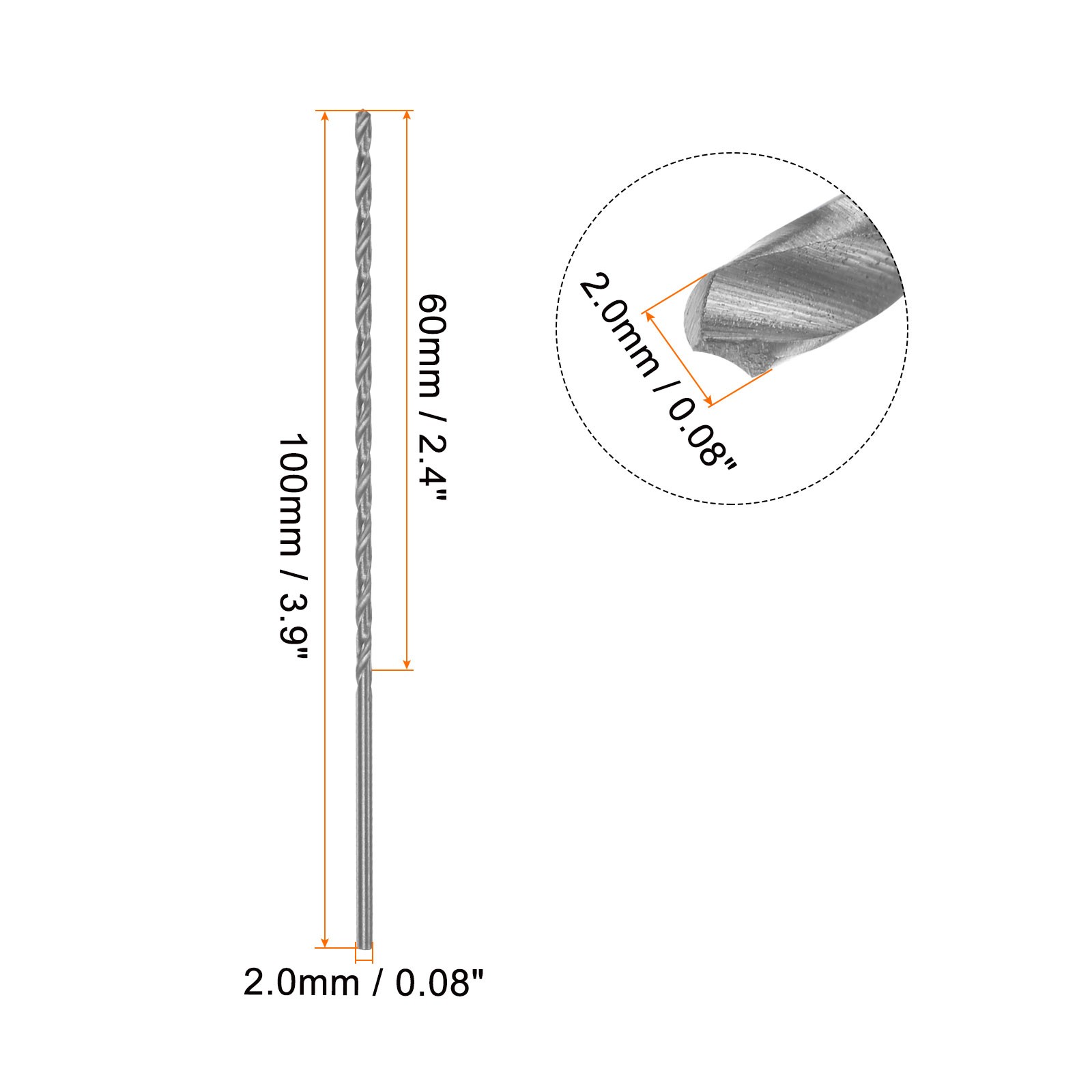 10Sets Extra Long Drill Bits 2mm HSS High Speed Steel Drill Bit 100mm Length gallery