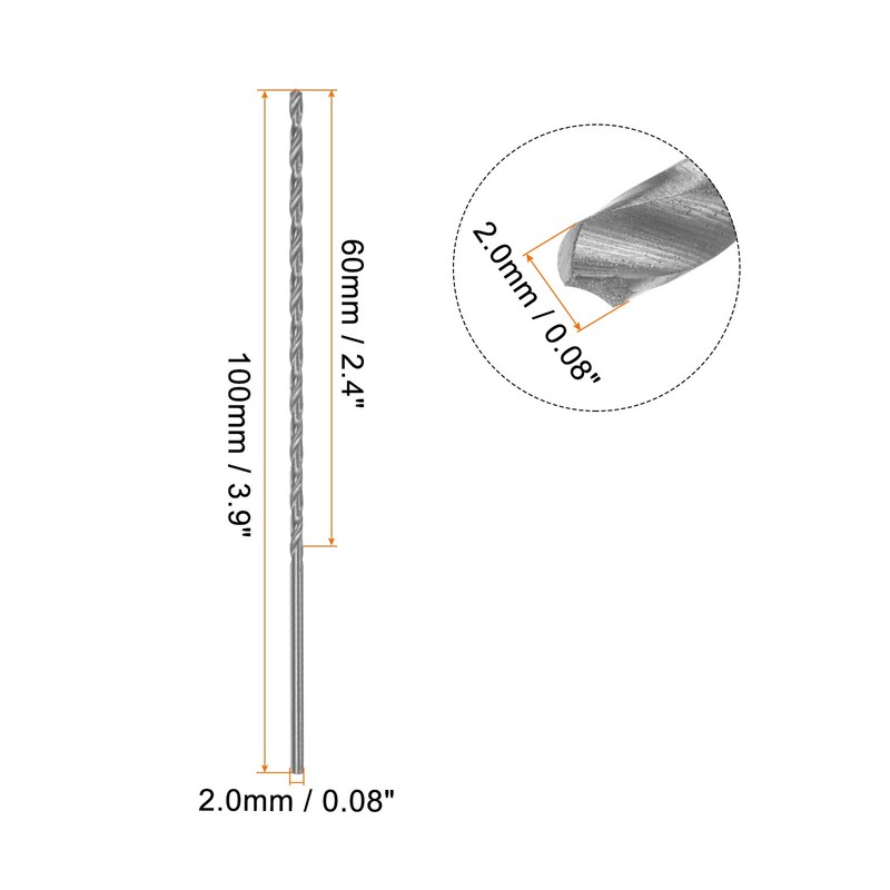 10Sets Extra Long Drill Bits 2mm HSS High Speed Steel Drill Bit 100mm Length gallery