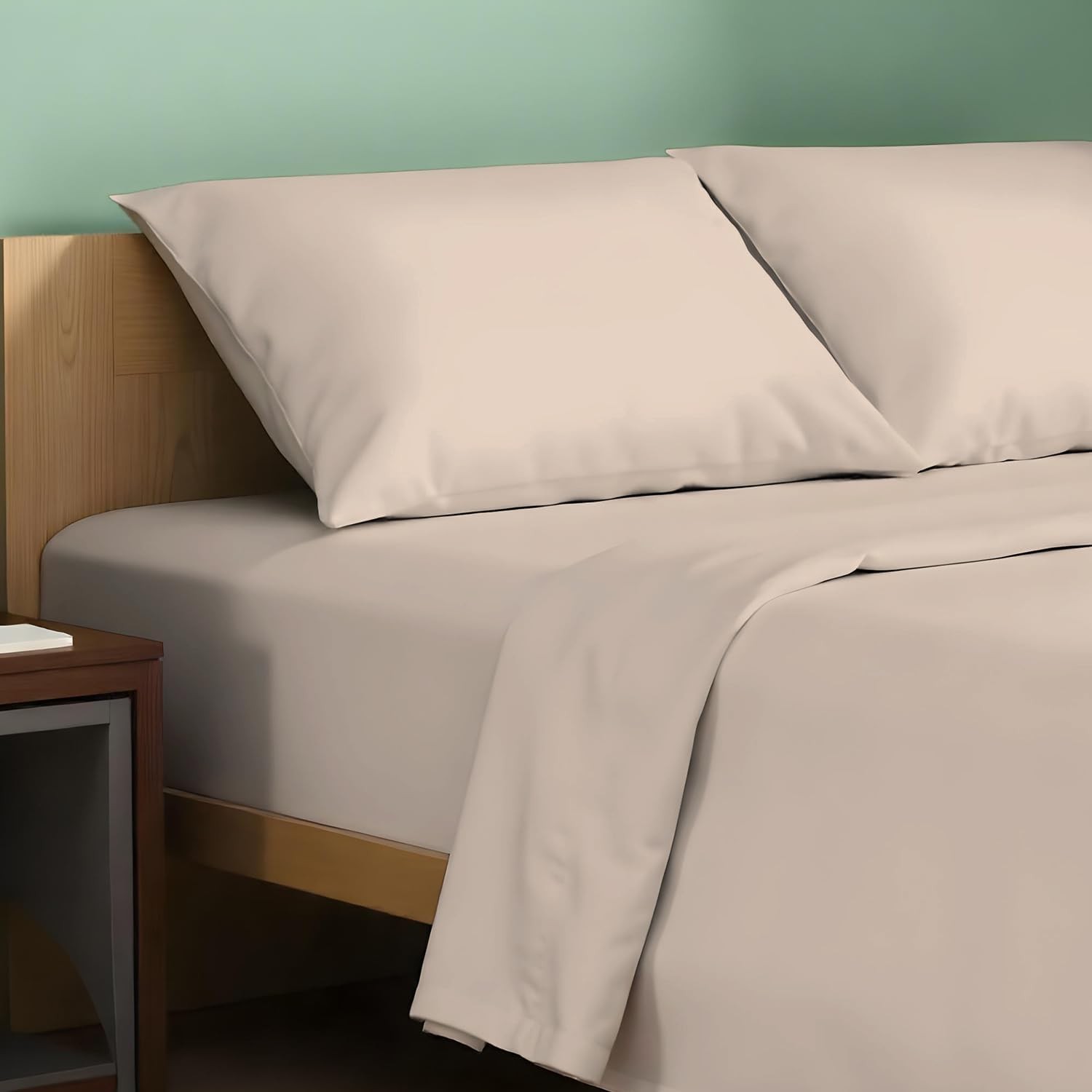 100% Organic Cotton Queen Percale Sheet Set - Taupe Cotton Percale Sheets Queen gallery