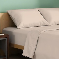 100% Organic Cotton Queen Percale Sheet Set – Taupe Cotton Percale Sheets Queen