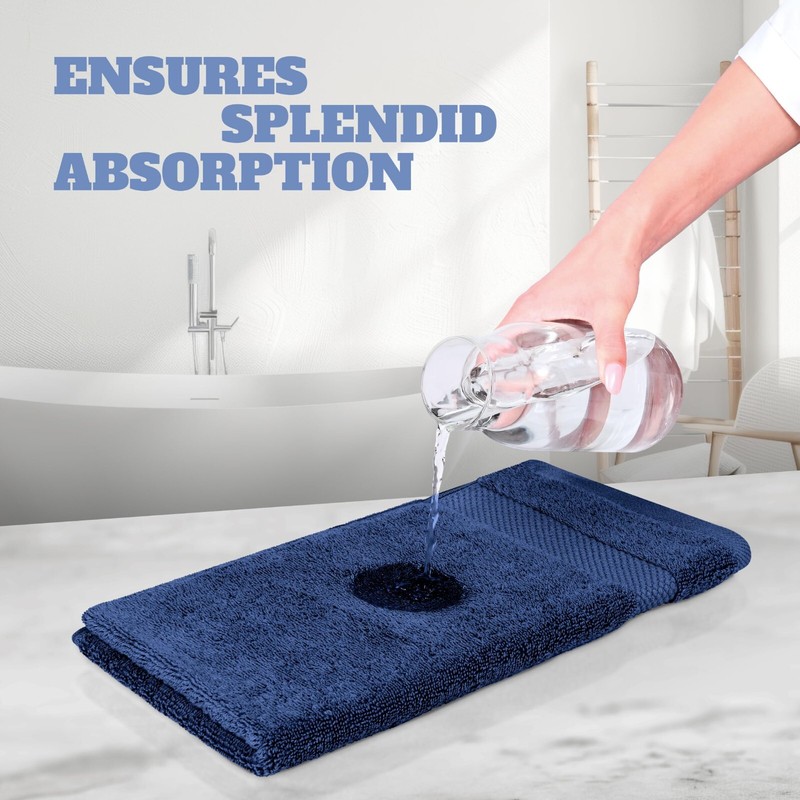 Hand Towels Cotton - Soft & Absorbent - 16x27 Inch - 12 Pack - Navy Blue gallery