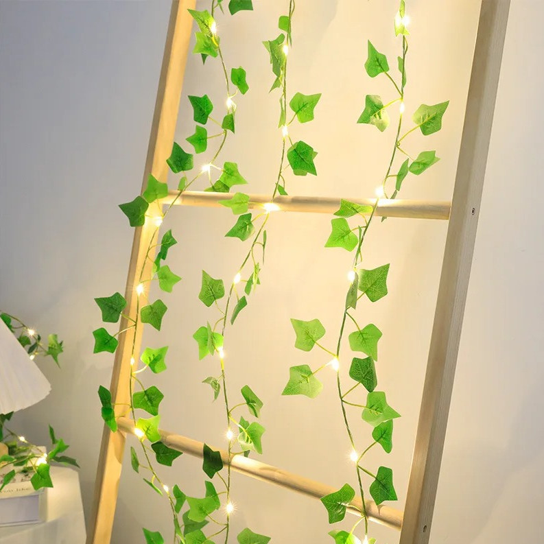 1pcs 2M Green Leaf String Lights Artificial Ivy Vine Fairy Light for Home Décor gallery