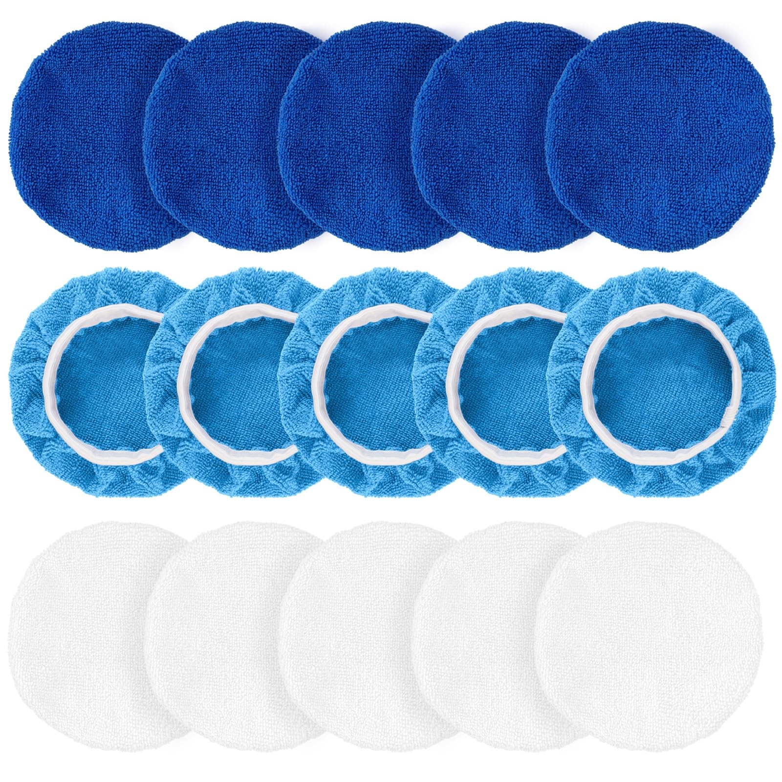 15 Pcs 5-6 Inch Buffing Pads Orbital Polishing Pad Microfiber Bonnet for Car gallery