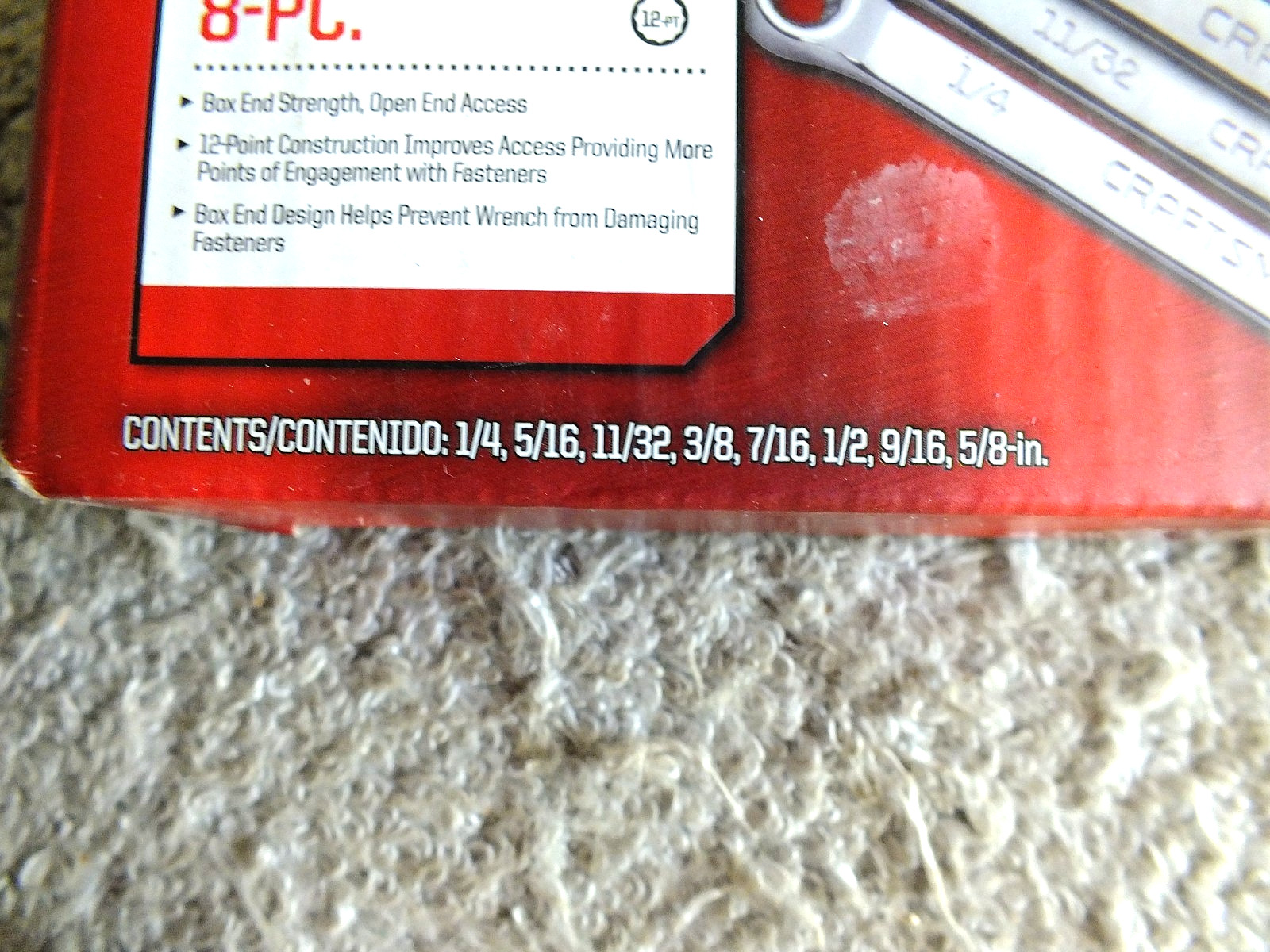 NEW IN BOX CRAFTSMAN COMBINATION WRENCH SET 8 PIECE 1/4" TO 5/8" FULL POLISH gallery