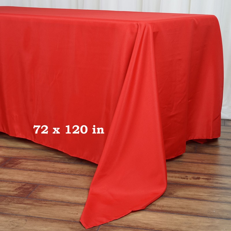 RED 72x120 RECTANGLE POLYESTER TABLECLOTH Wedding Party Catering Linens SALE gallery