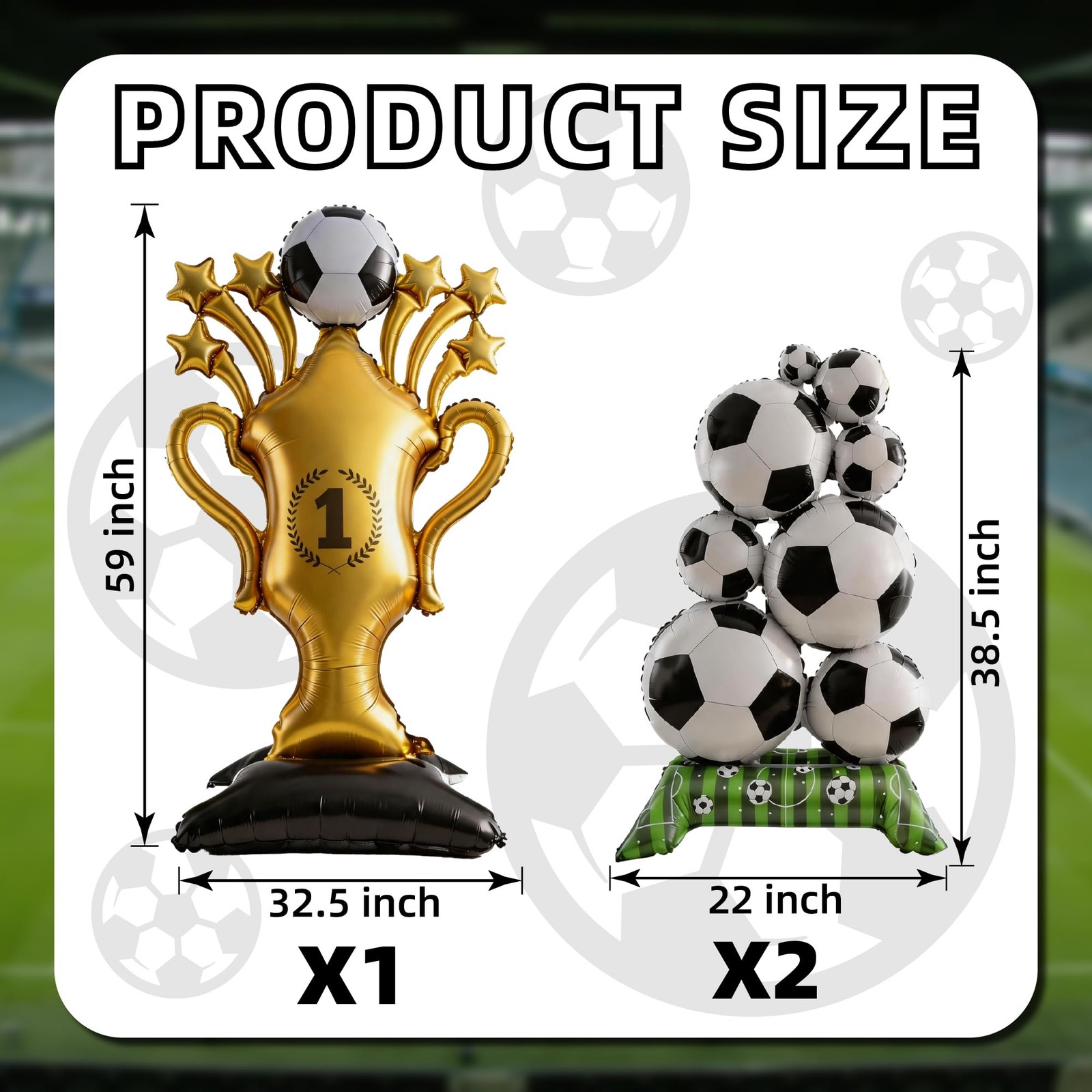 Soccer Ball Balloons & Trophy Set 32.5 inches x 59 inches, Black, White, Gold gallery