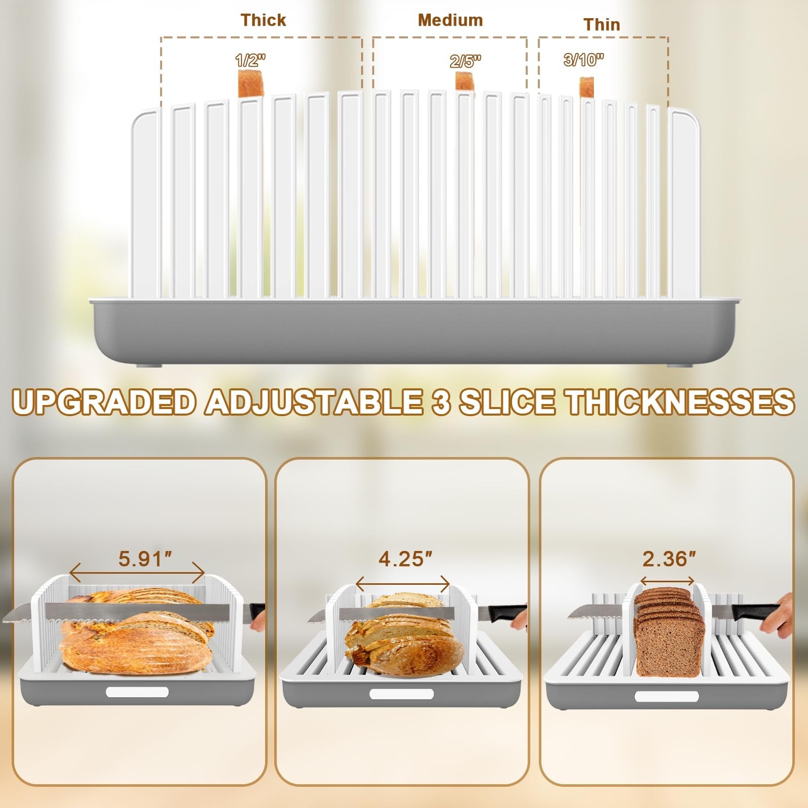 Upgrade Widen Bread Slicer for Sourdough rounds, 13″ Adjustable Large Capa gallery