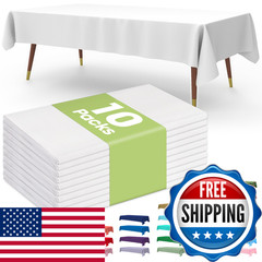 Pureegg Plastic Table Cloth 10 Pack 54 X 108 Inch Disposable Table Cloths For