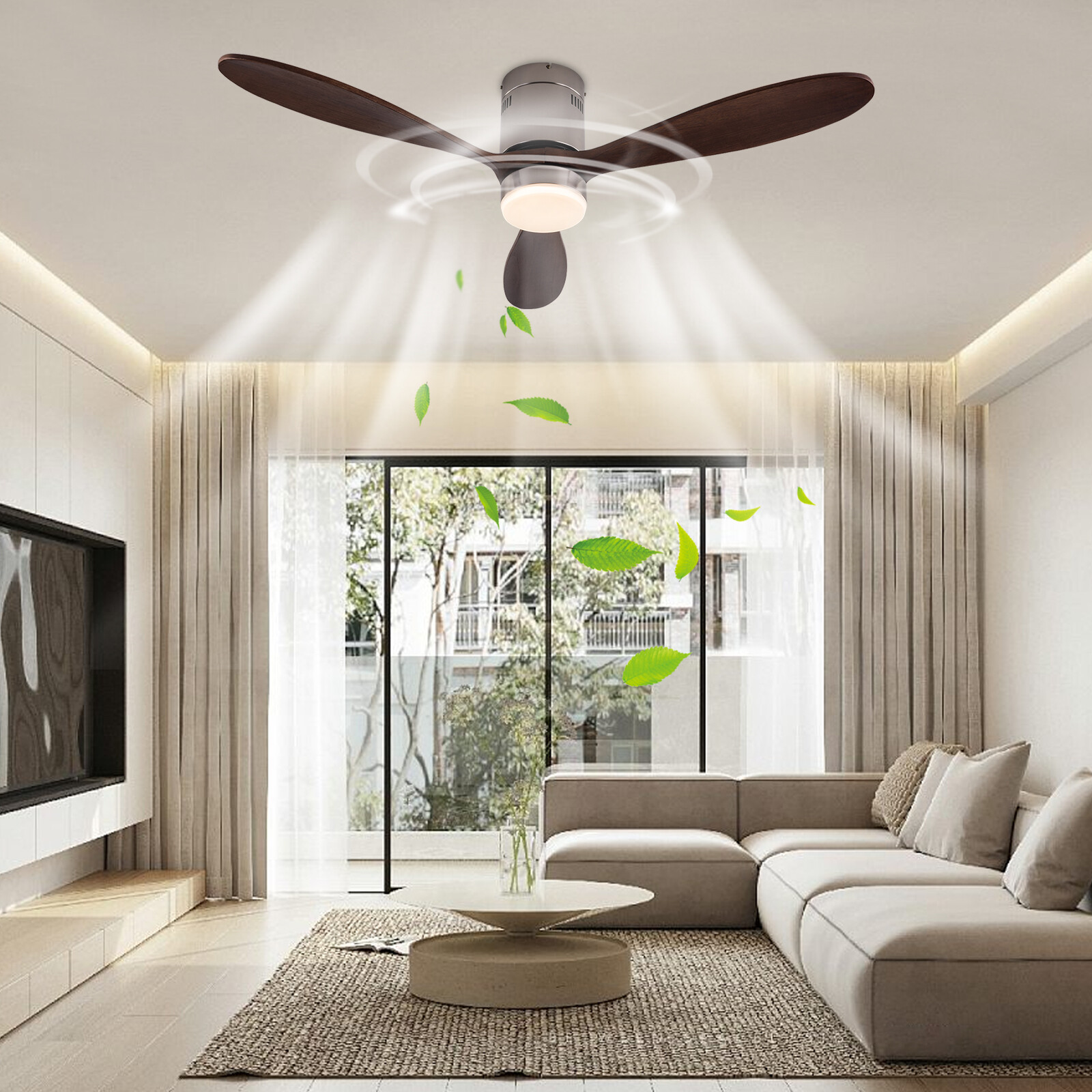 Ceiling Fan with Dimmable Light 6-speed Adjustable Ceiling Fan 52 Inch Smart gallery
